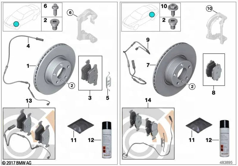 34106883506 & 34212459564 New Brake Discs for BMW E90 E60 E66 F10 F01 F18 for ATE Front/Rear Brake Disc