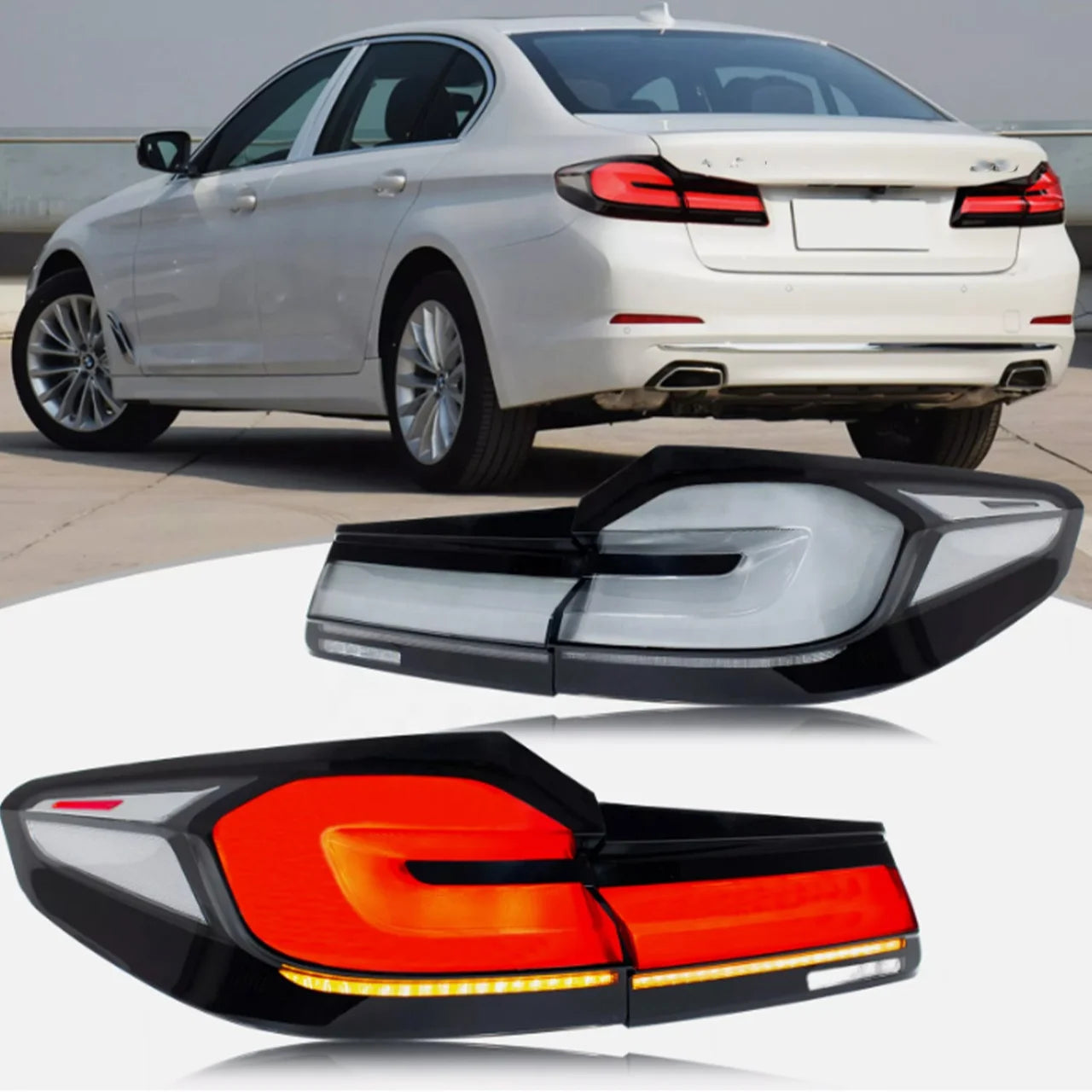 High Quality Taillights for BMW 5 Series G30 G38 2019-2023 Rear Taillights White & Original Mode LED Lamps