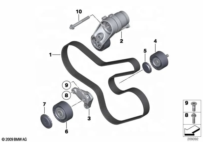 Brand New Belt Tensioner Pulley Kit 8PK1478 OE 11288604266 for BMW 535i 640i 740i X3 X4 for INA