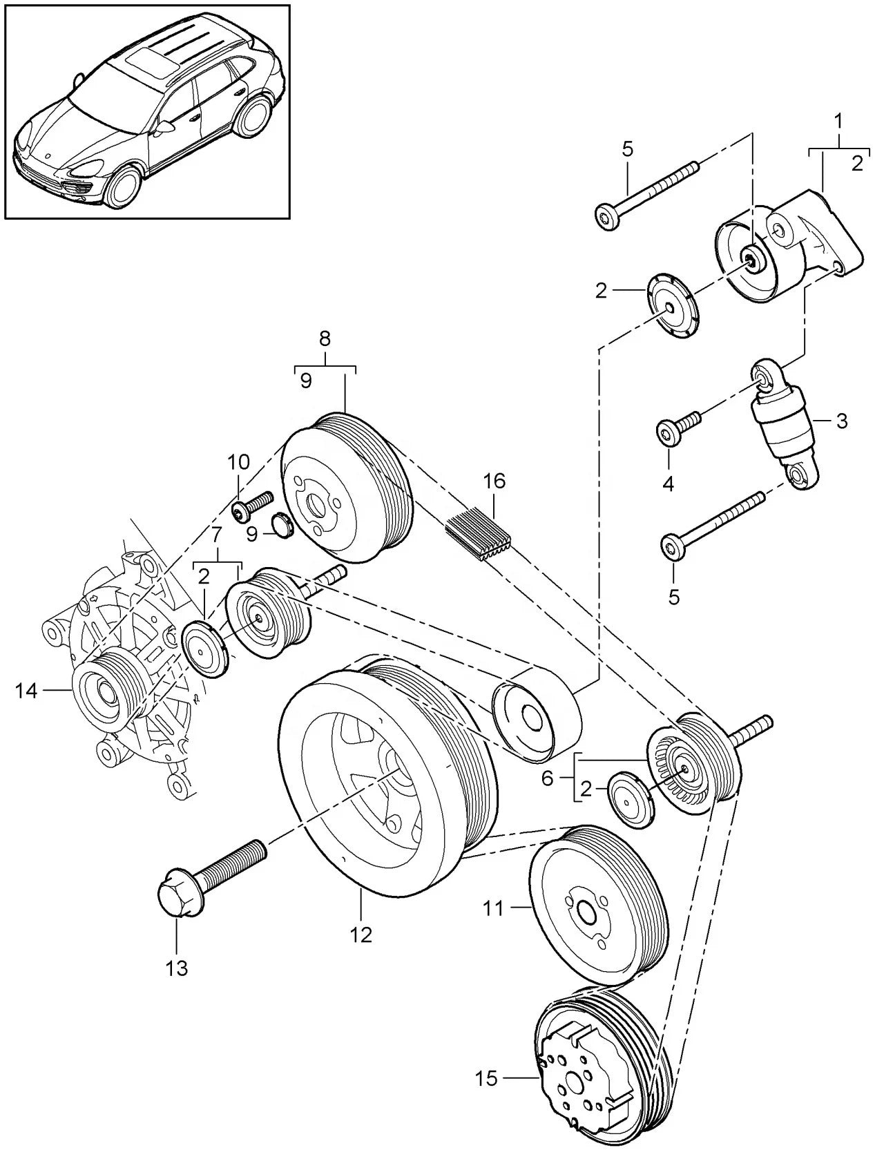 New Belt Tensioner Assembly 94810226121 for Porsche 3.6/4.8T/4.8S Cayenne 92A Panamera 970 for INA
