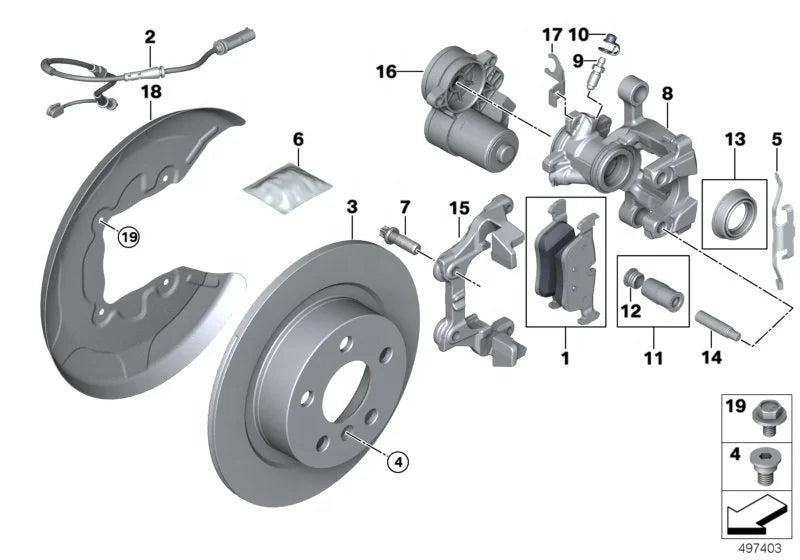 OE 34216860008 Rear Park Brake Actuator R&L for BMW 2' F45 F46 X1 F48 1' F52 I3 I01 X2 F39 Parking Brake