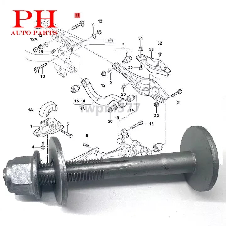 Genuine OEM Rear Suspension Eccentric Bolt Nut Washer Kit WHT000228 WHT-000-228 Replacement For VW Audi Skoda SEAT bolt