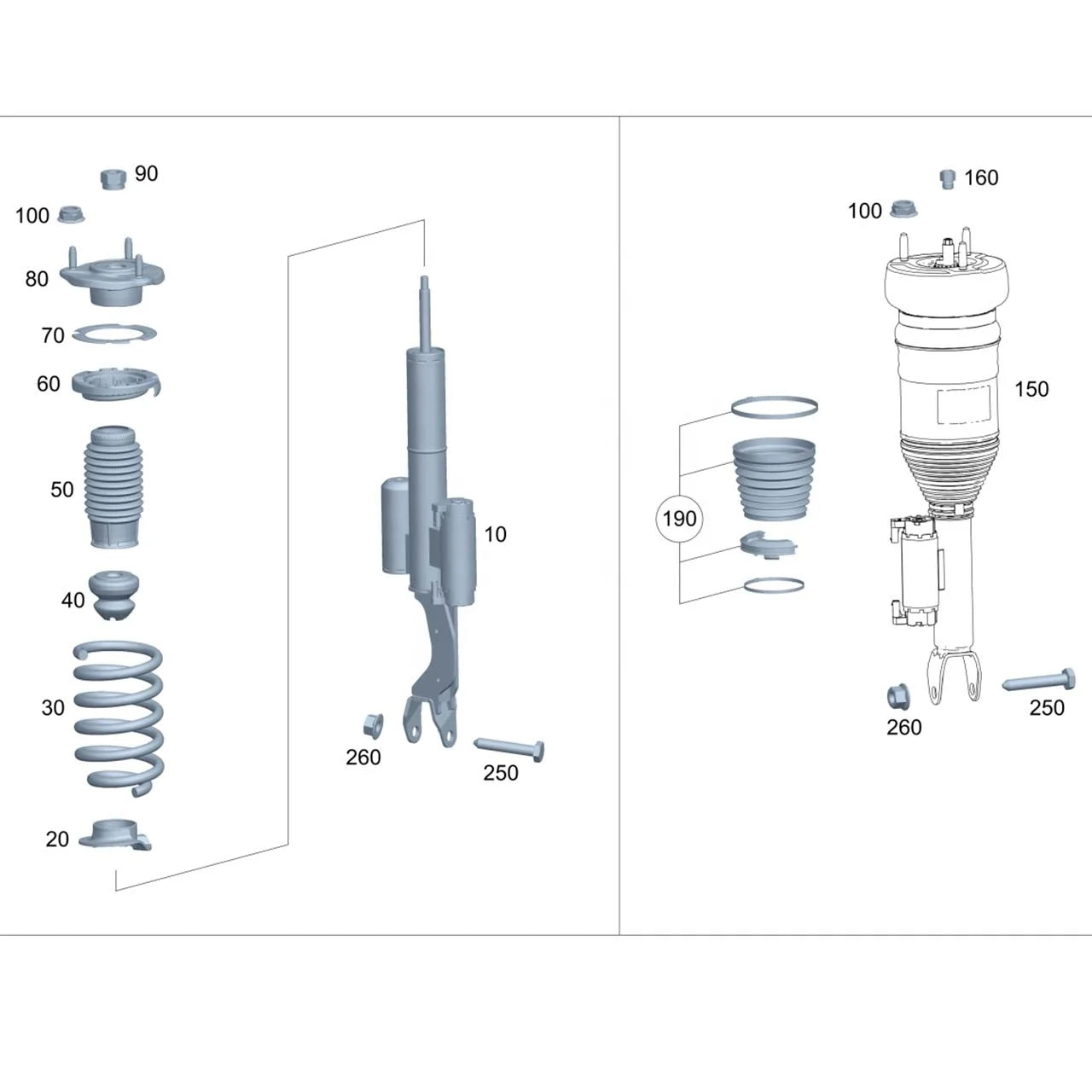 High Quality New Hydraulic Front Shock Absorber for Mercedes Benz W205 2053200130 Shock-absorber Strut