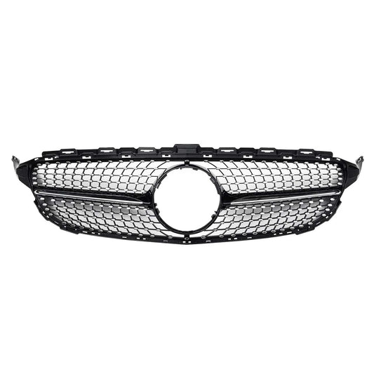 W205 Front Diamond Grille With/without Camera Hole for Mercedes Benz W205 C CLASS 2015-2018 Black Silver C205