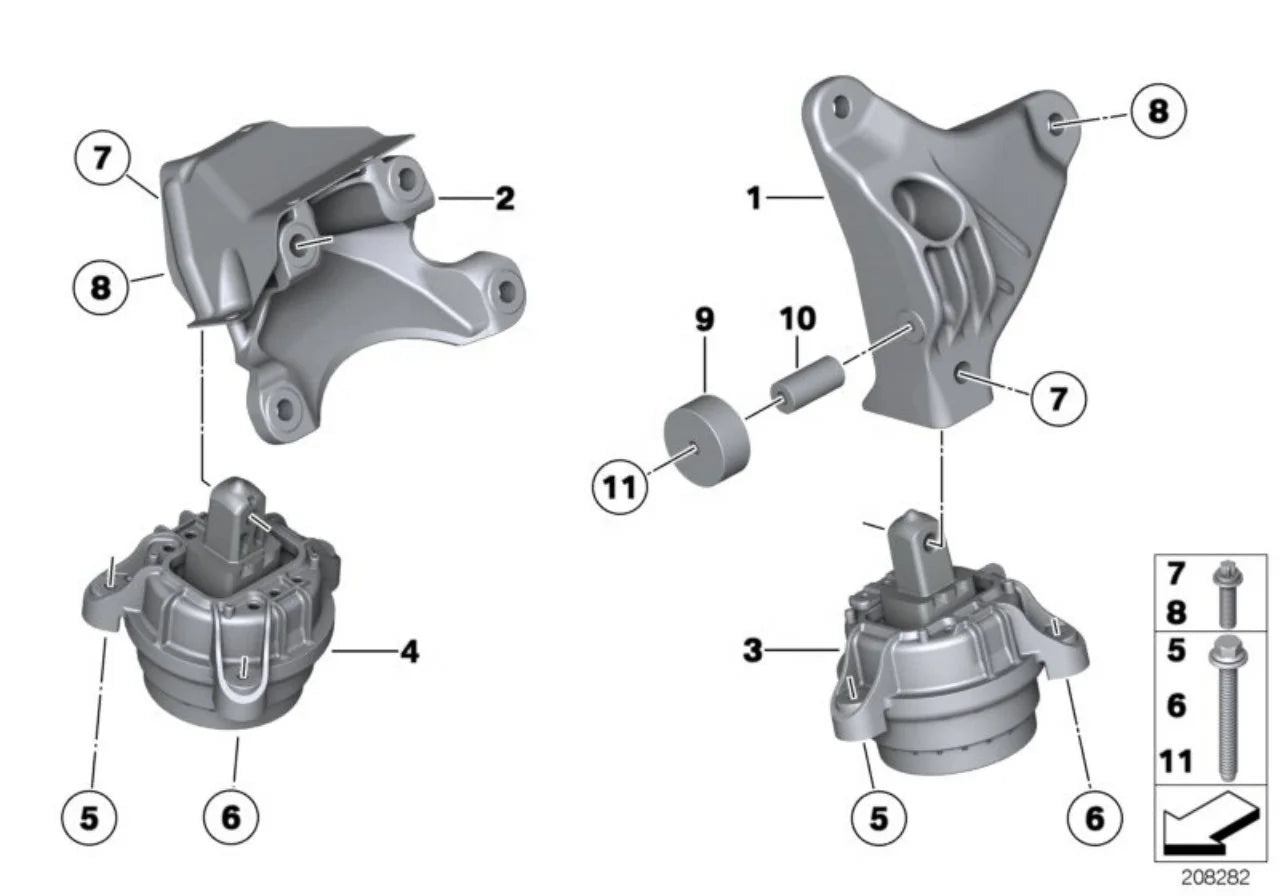 High Quality 22116786528 Right Engine Mount for BMW 5 6 7 Series F07 F02 F06 F10 535i 640i 740i 528i