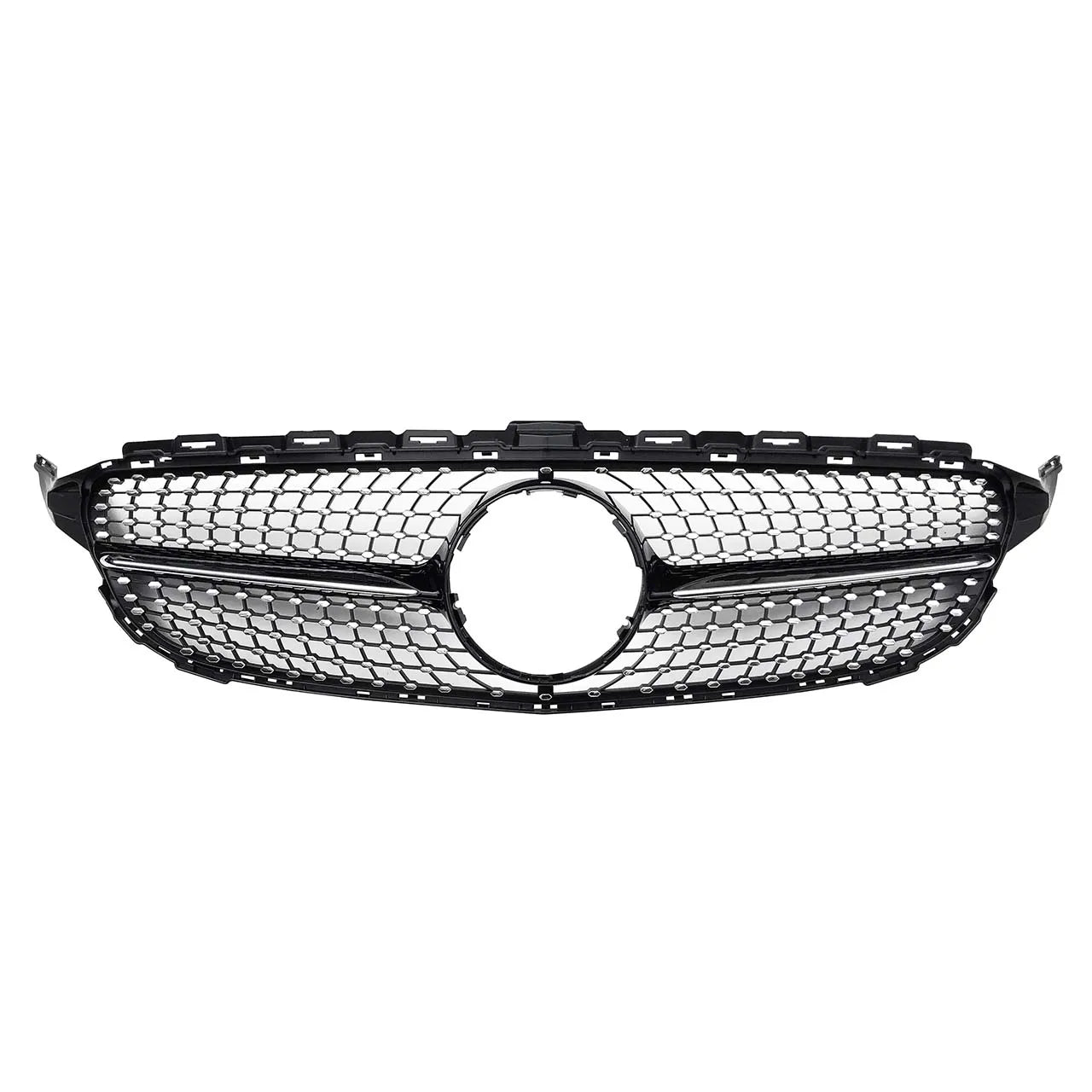 W205 Front Diamond Grille With/without Camera Hole for Mercedes Benz W205 C CLASS 2015-2018 Black Silver C205