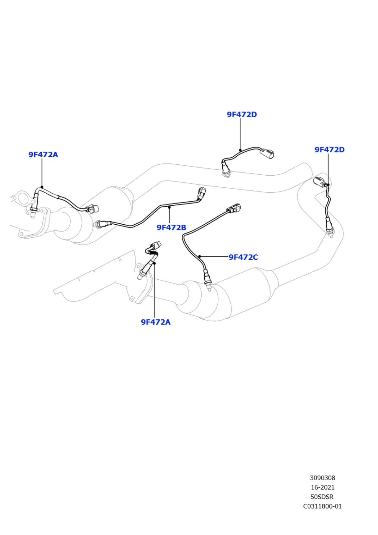 Good Price Oxygen Sensor for Range Rover Vogue Sport Discovery 4 LR136928 3.0L 5.0L Oxygen Sensor for BOSCH