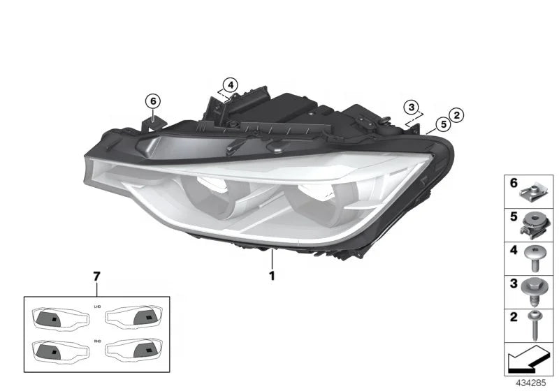 For BMW 3 Series F30 F31 F35 LCI 320Li 2014 - 2018 OEM 63117419633 LED Headlamp Easy to Install