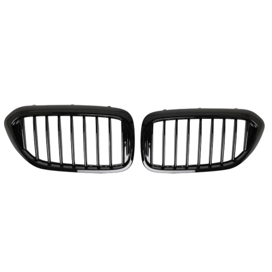 Black Kidney Single Slats Compatible for BMW 5 Series 2017- 2020 ABS Gloss Matte Black Kidney Gril