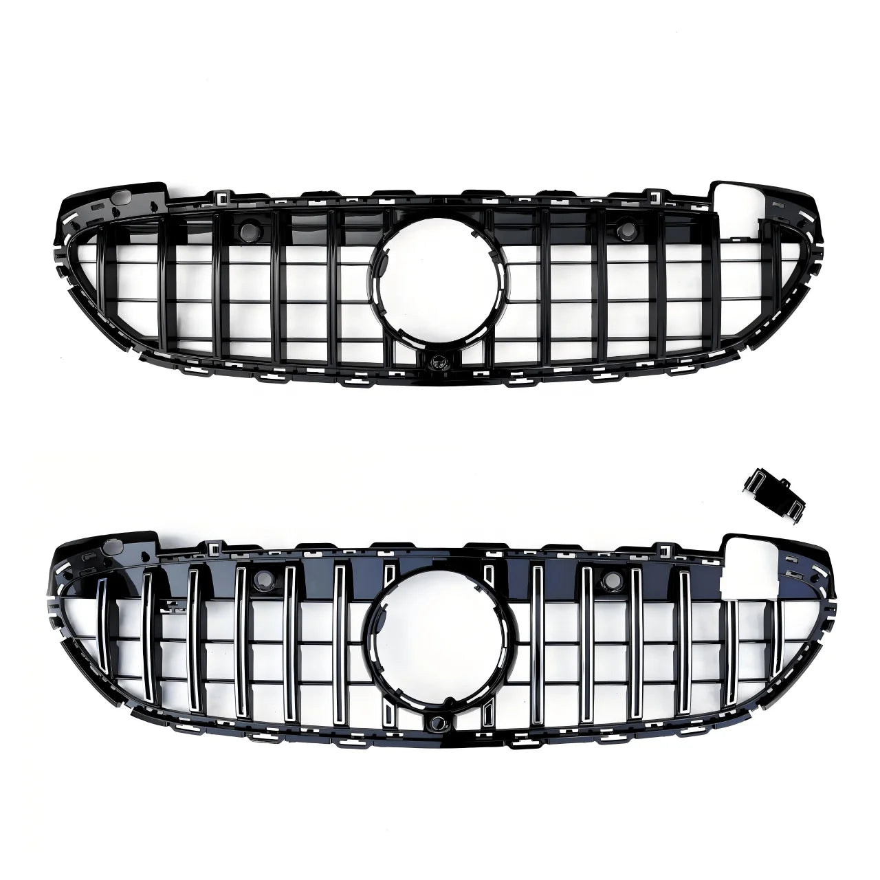 Black Silver GTR Style Front Grille for Mercedes Benz C Class W206 2022+ with Camera Made of ABS Material
