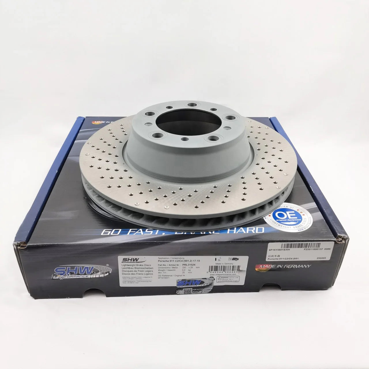 Brand New Disc Brake Rotor Rear Left for SHW Performance PRL31524 for Porsche 911 C2/C4 (991.2) 17-19 9P1615601