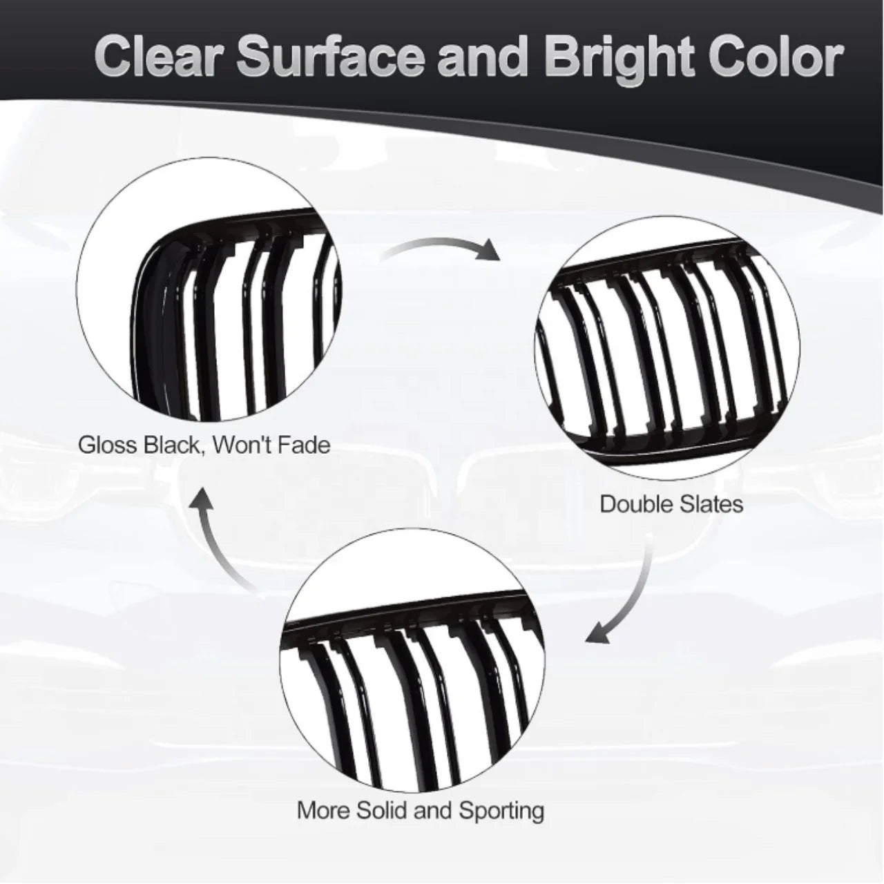 New Front Grille Double Slat Matte Black for BMW F30 F35 2013-2019 Racing Sport Grill Single Gloss Grille