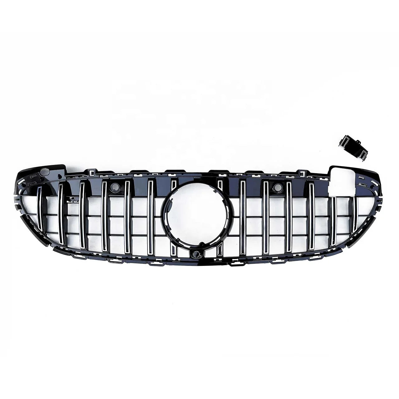Black Silver GTR Style Front Grille for Mercedes Benz C Class W206 2022+ with Camera Made of ABS Material