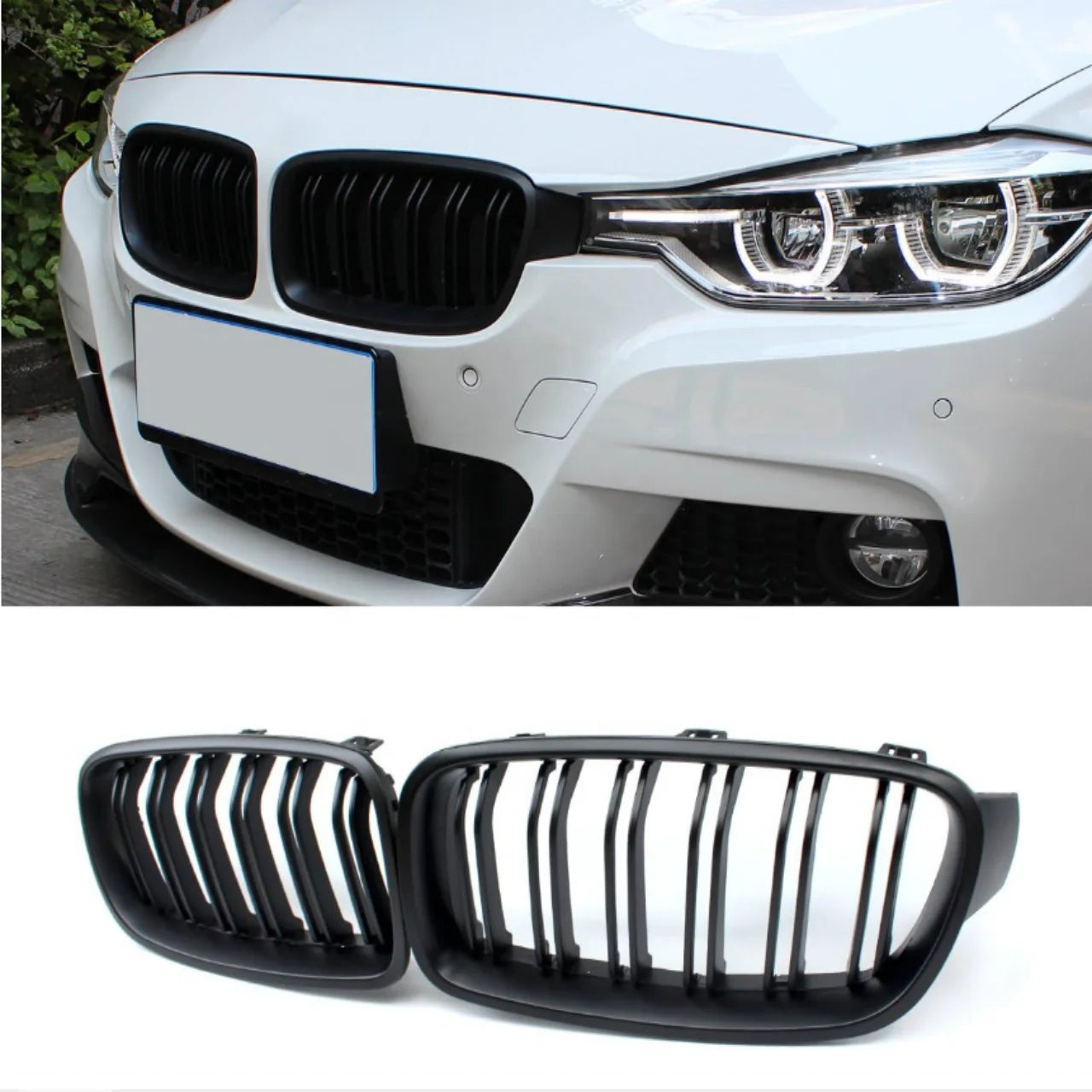 New Front Grille Double Slat Matte Black for BMW F30 F35 2013-2019 Racing Sport Grill Single Gloss Grille