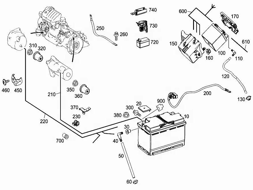 Genuine New Maintenance 0009829608 for Mercedes-Benz W211 W218 C200 E300 S400 Auxiliary Supply Battery