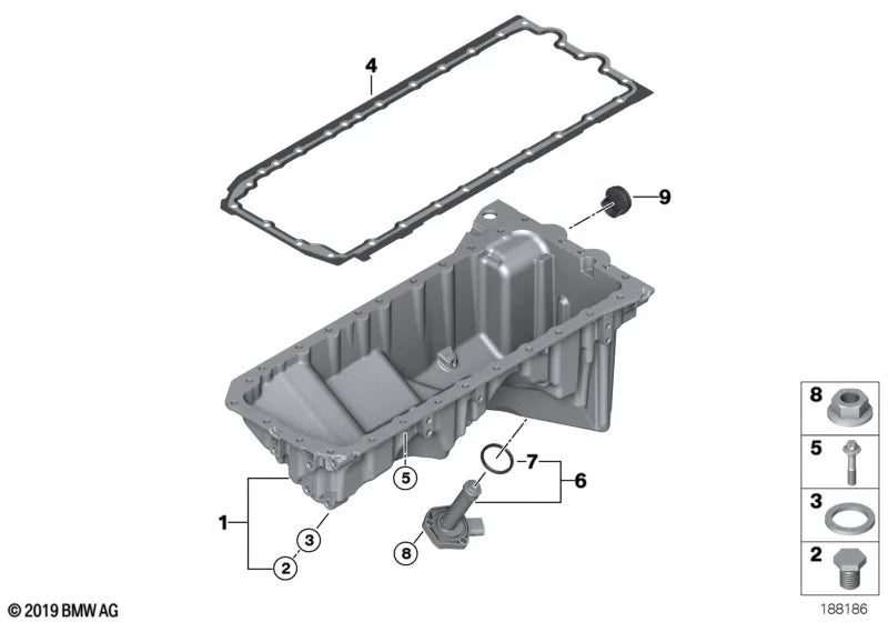 OE 11137600482 Oil Pan Gasket  for BMW N54 N55 F20 F30 F10 X4 X5 X6 Auto Engine Parts Oil Pan Gasket