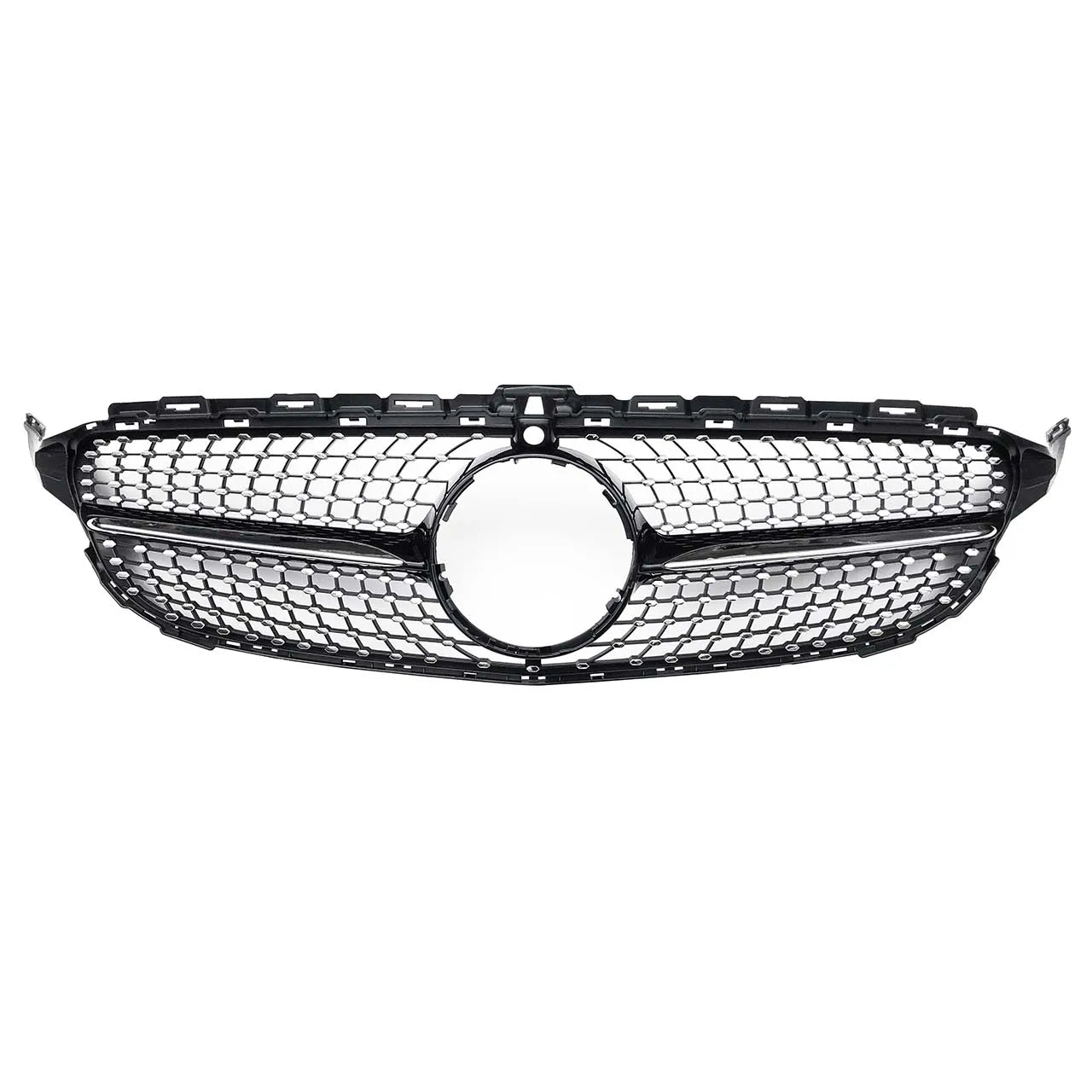 W205 Front Diamond Grille With/without Camera Hole for Mercedes Benz W205 C CLASS 2015-2018 Black Silver C205
