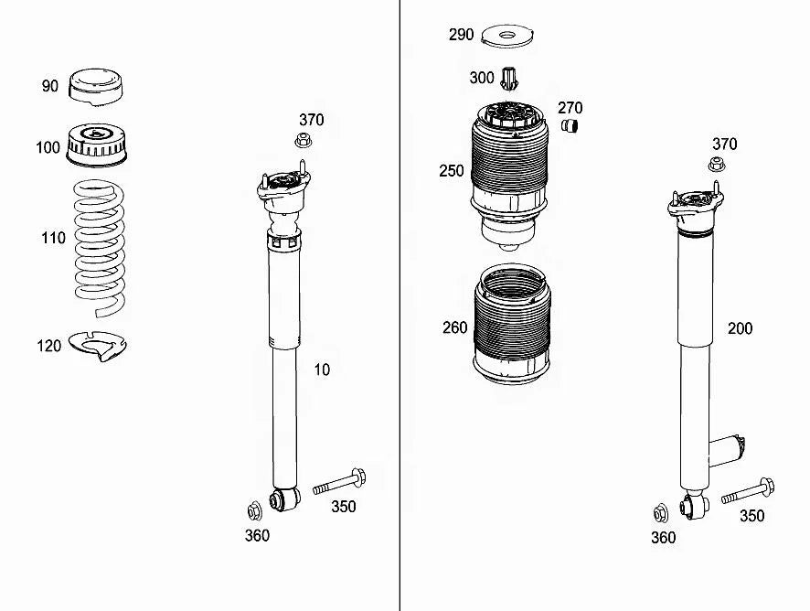 For Mercedes Benz Auto Modification Parts OEM 2123204630 Shock Absorber Adjustable Lowering Coilover Suspension Kit(F&R)