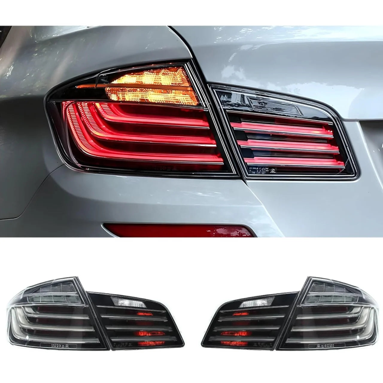 New LED Taillights Compatible for BMW 5 Series F10 F18 2012-2018 Replacement Smoked & White Taillights