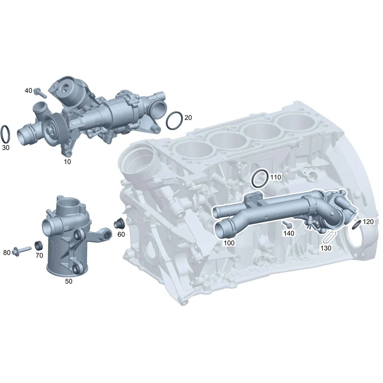 OE 2742000800 Water Pump for Mercedes Benz W212 W205 W213 X204 X253 W448 Engine M274 Engine Parts