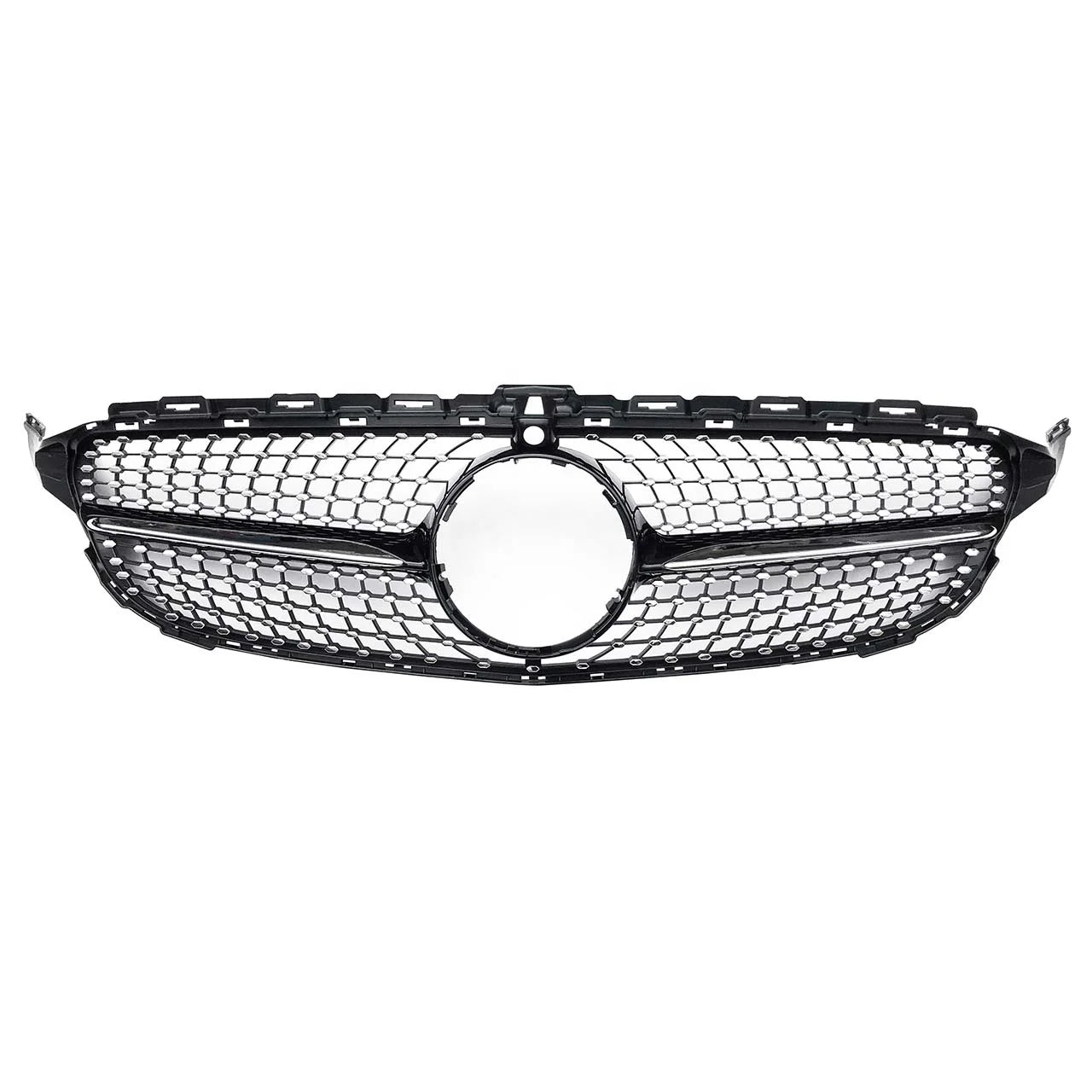 W205 Front Diamond Grille With/without Camera Hole for Mercedes Benz W205 C CLASS 2015-2018 Black Silver C205