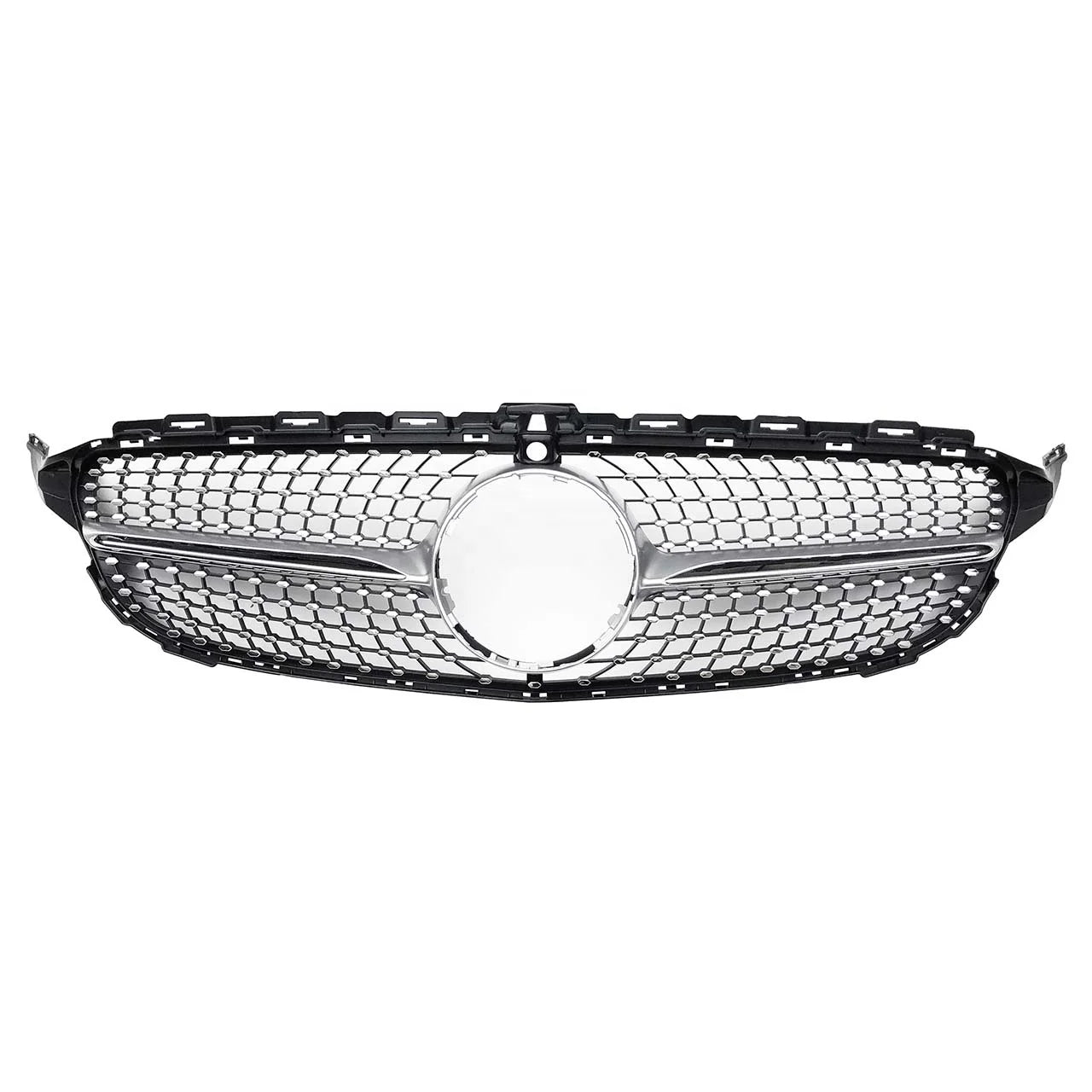 W205 Front Diamond Grille With/without Camera Hole for Mercedes Benz W205 C CLASS 2015-2018 Black Silver C205