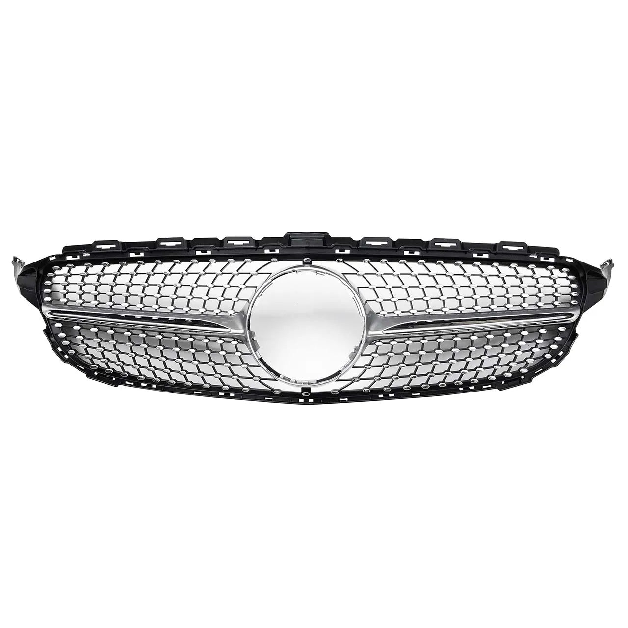 W205 Front Diamond Grille With/without Camera Hole for Mercedes Benz W205 C CLASS 2015-2018 Black Silver C205
