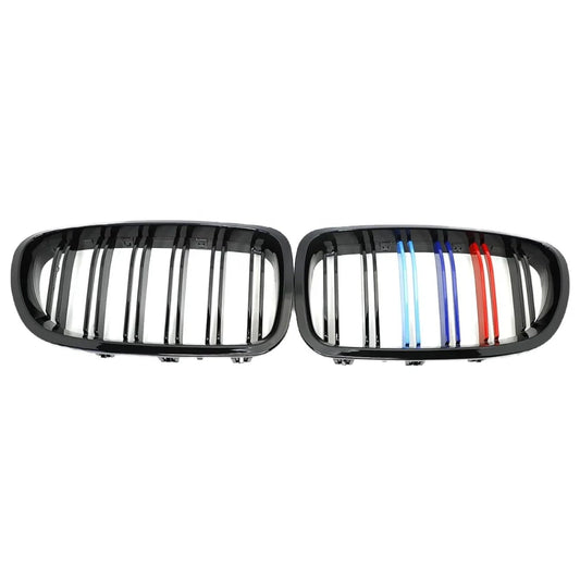 Auto Front Kidney Grill M Color Grille for BMW 5 Series F10 F11 F18 ABS Dual Slat Gloss Black 2010-2017