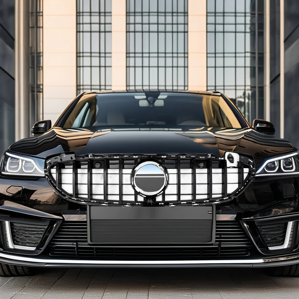 Black Silver GTR Style Front Grille for Mercedes Benz C Class W206 2022+ with Camera Made of ABS Material