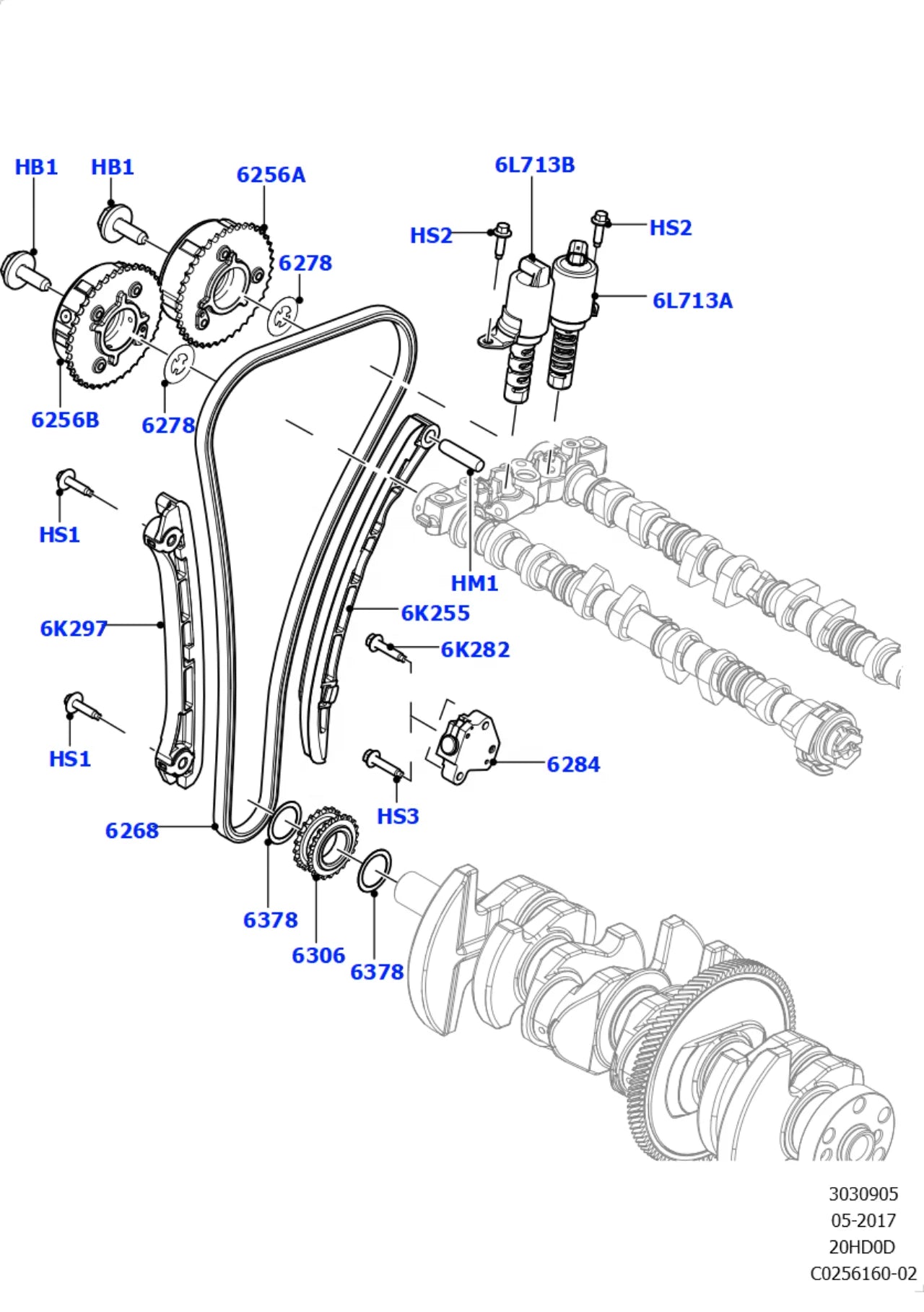 New Timing Chain Kit LR025263 for Land Rover 2.0T Range Evoque Discovery Sport LR2 2.0L 16V for INA