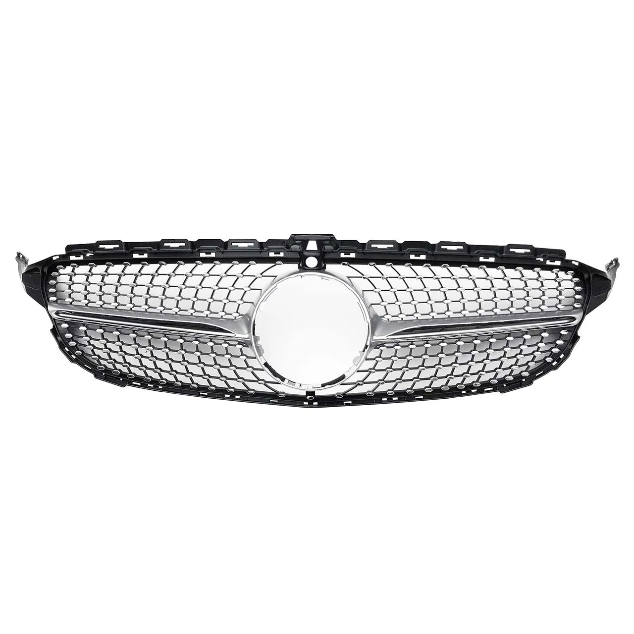 W205 Front Diamond Grille With/without Camera Hole for Mercedes Benz W205 C CLASS 2015-2018 Black Silver C205
