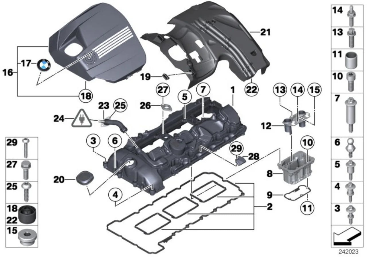 High Quality 11127587804 Valve Cover Gasket Set for BMW E82 E88 F36 F10 N55 Auto Engine Parts for CORTECO