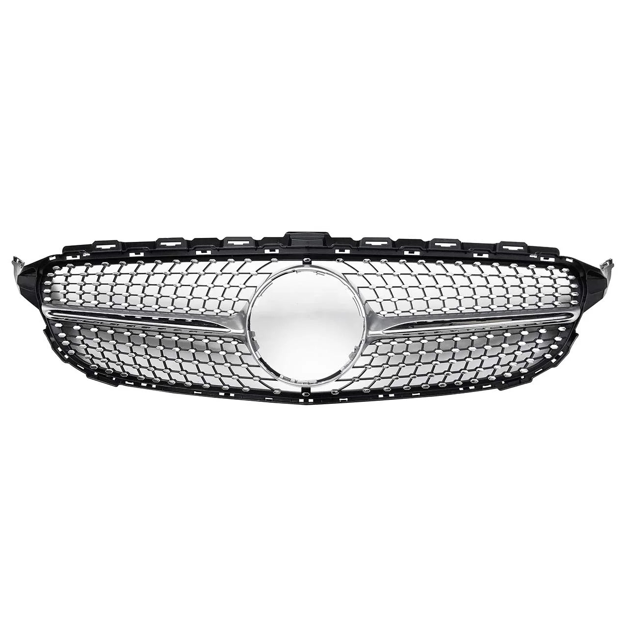 W205 Front Diamond Grille With/without Camera Hole for Mercedes Benz W205 C CLASS 2015-2018 Black Silver C205
