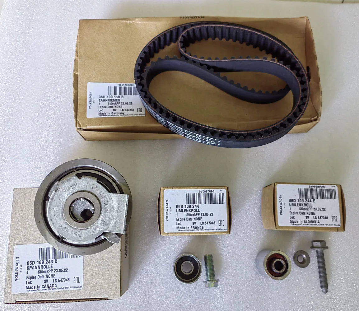 Genuine 06F198119A 06F198119B For VW Audi BPY BWT MK5 Jetta GTI Passat Eos A4 Seat Skoda 2.0 FSI Timing Belt Tensioner Kit OEM