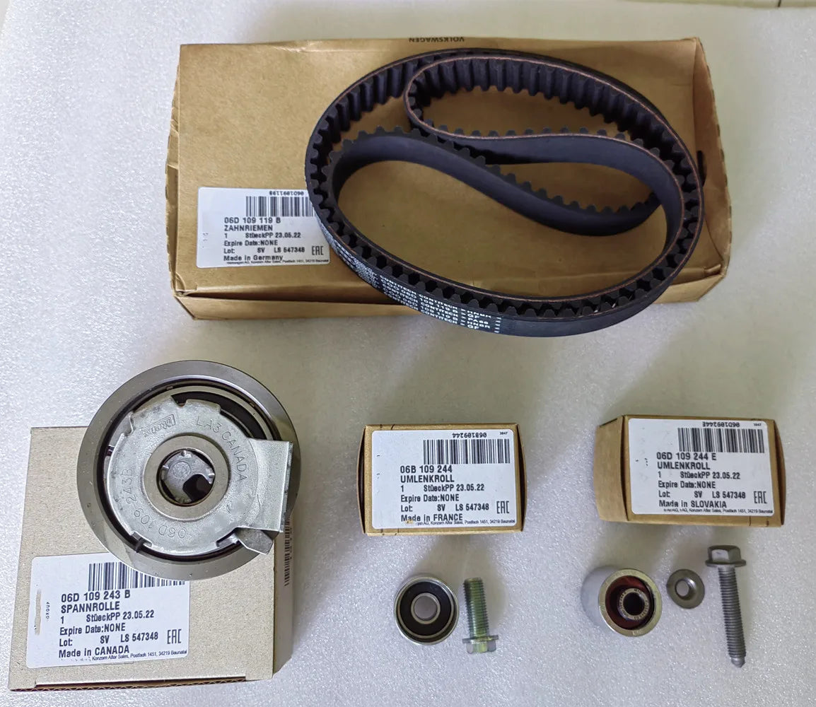 Genuine 06F198119A 06F198119B For VW Audi BPY BWT MK5 Jetta GTI Passat Eos A4 Seat Skoda 2.0 FSI Timing Belt Tensioner Kit OEM