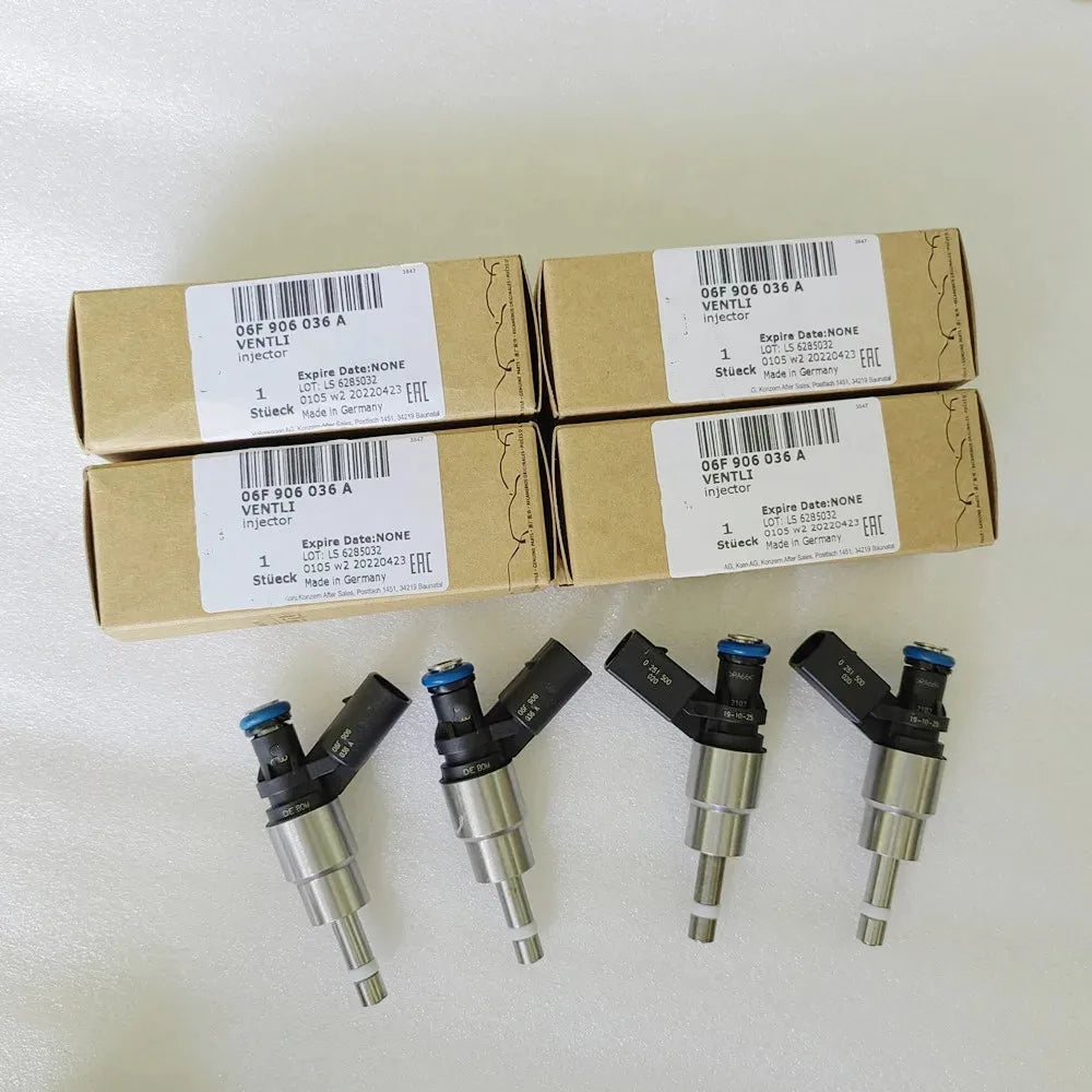 4Pcs OEM Auto Fuel Injectors For 2005-2009 Audi A3 A4 TT 2.0L Engine BPY For VW GTI EOS Jetta 06F906036A 0261500020 0261500021