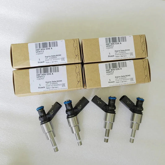 4Pcs OEM Auto Fuel Injectors For 2005-2009 Audi A3 A4 TT 2.0L Engine BPY For VW GTI EOS Jetta 06F906036A 0261500020 0261500021