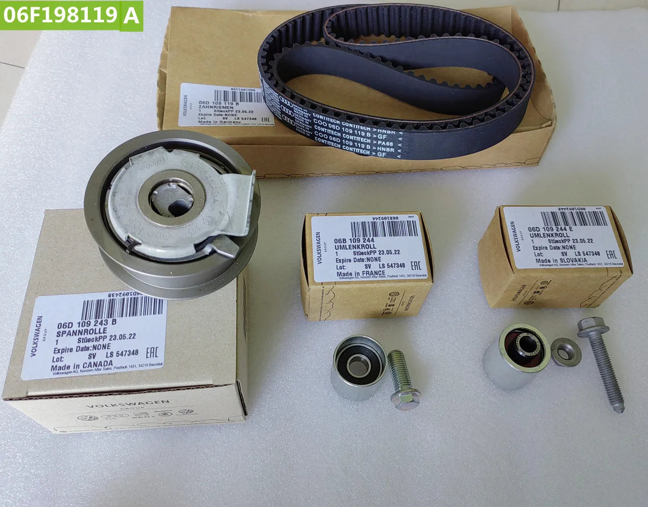 Genuine 06F198119A 06F198119B For VW Audi BPY BWT MK5 Jetta GTI Passat Eos A4 Seat Skoda 2.0 FSI Timing Belt Tensioner Kit OEM